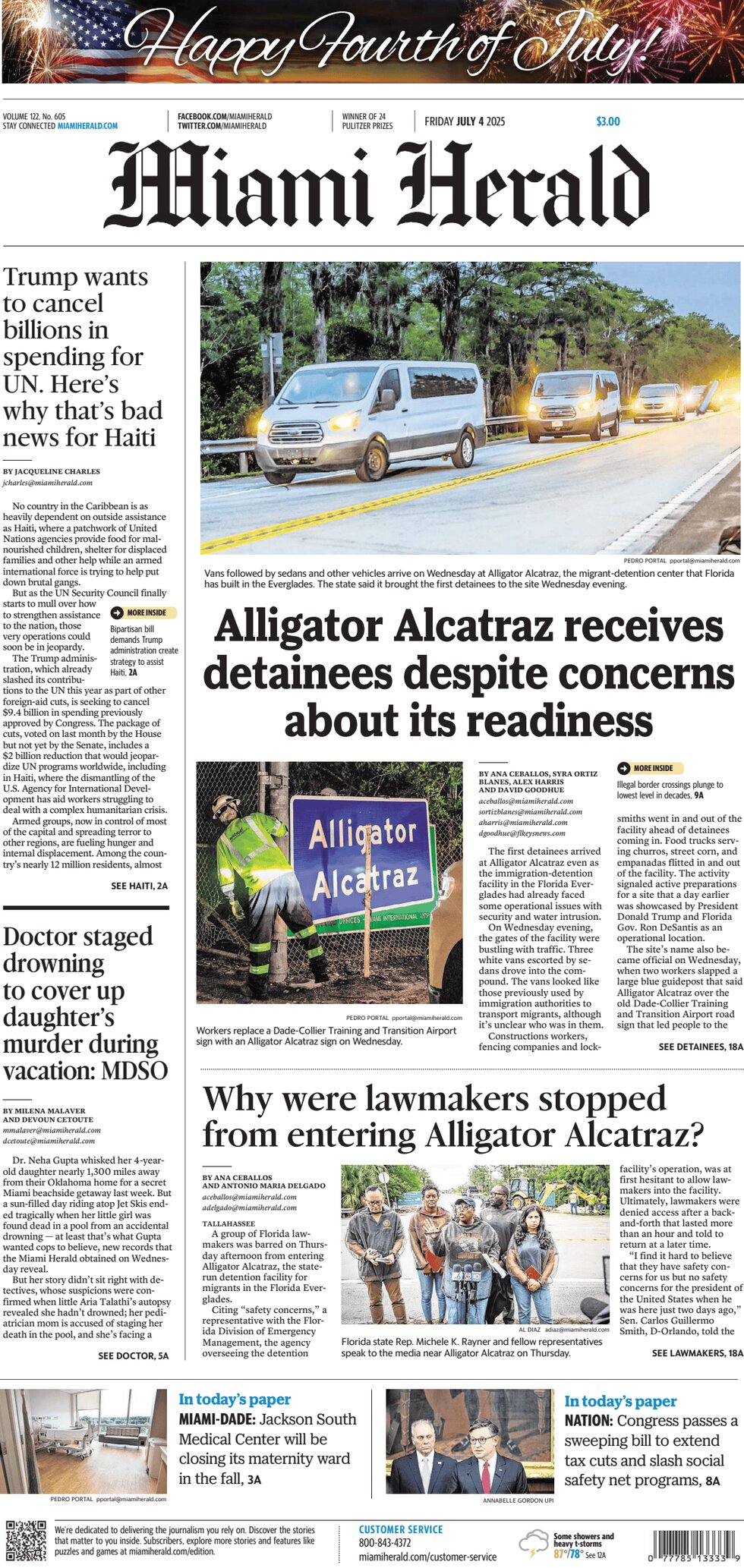 Prima Pagina Miami Herald 04/07/2025