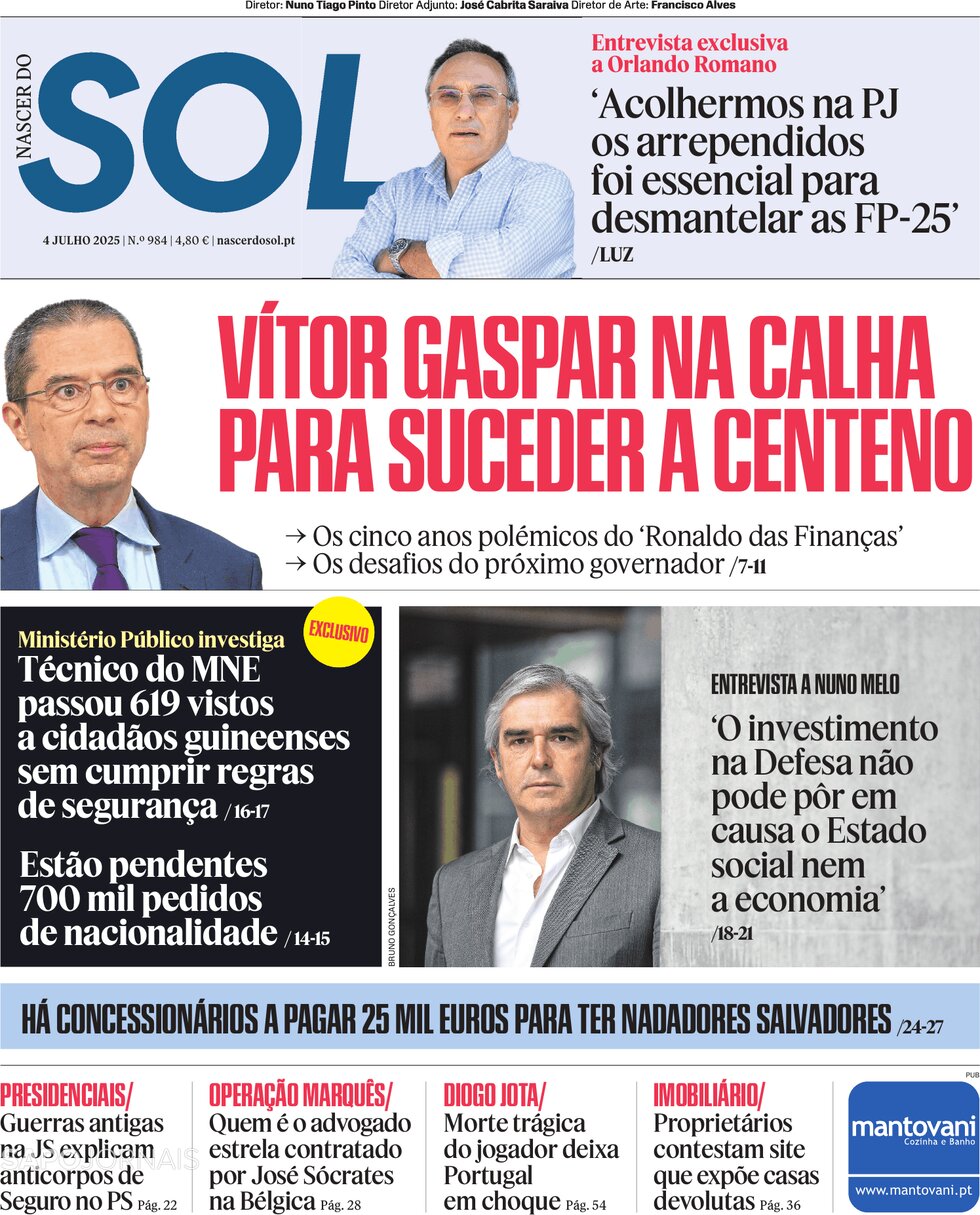Copertina Nascer do SOL 04/07/2025