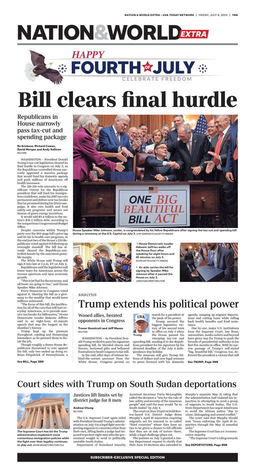 Prima Pagina USA Today 06/07/2025