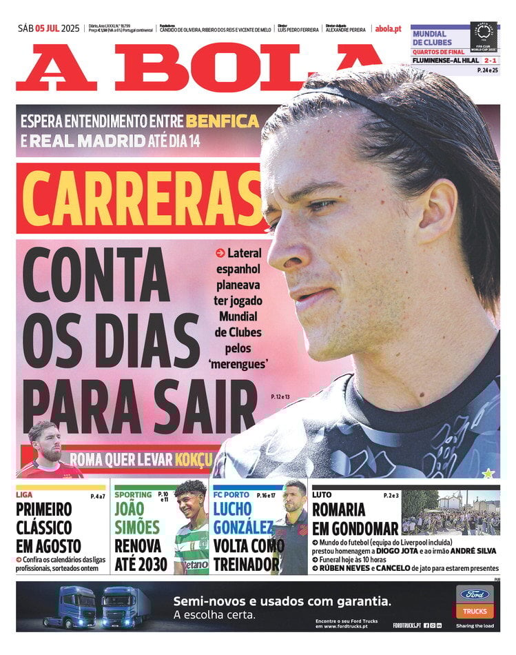Prima Pagina A Bola 05/07/2025