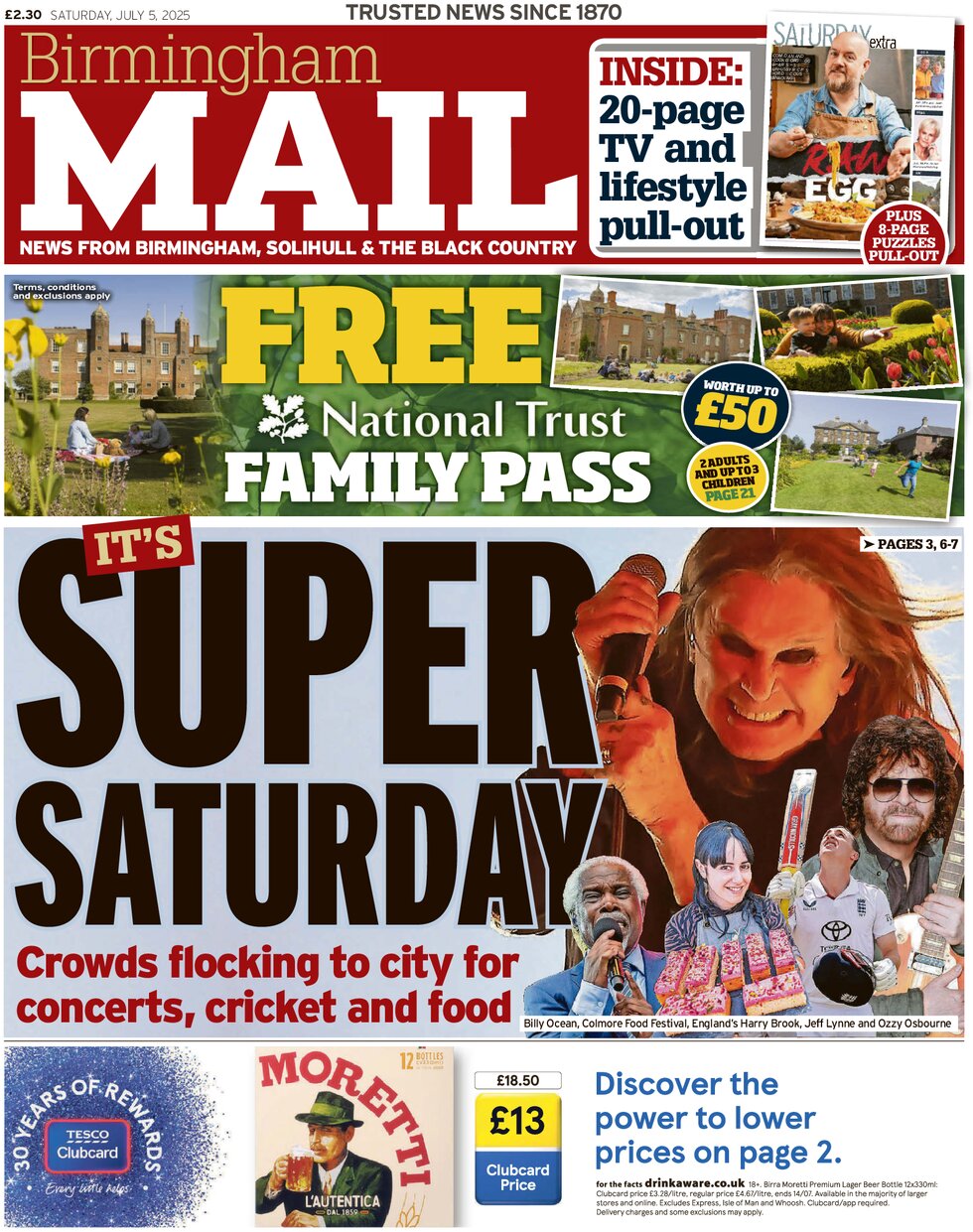 Prima Pagina Birmingham Mail 05/07/2025