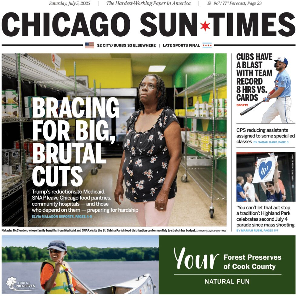Prima Pagina Chicago Sun-Times 05/07/2025