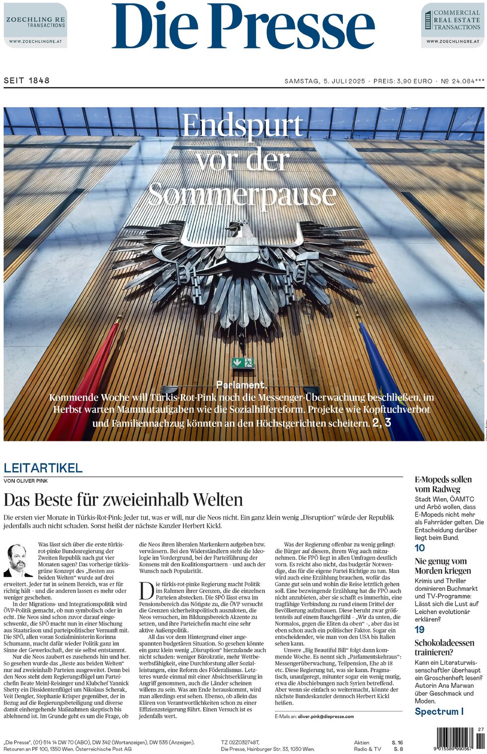 Prima Pagina Die Presse 05/07/2025