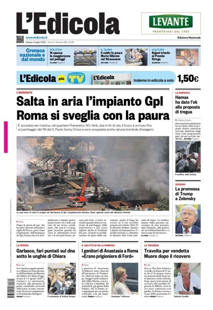 Prima Pagina L'Edicola (Nazionale) 05/07/2025