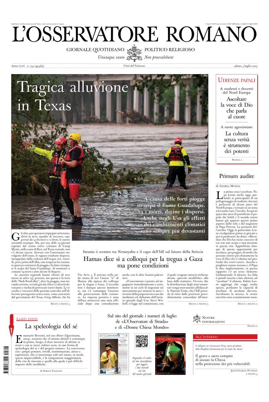 Prima Pagina L'Osservatore Romano 05/07/2025