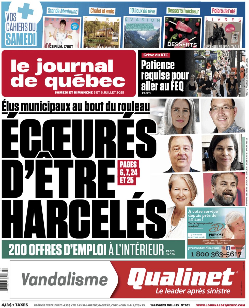 Prima Pagina Le Journal de Québec 05/07/2025