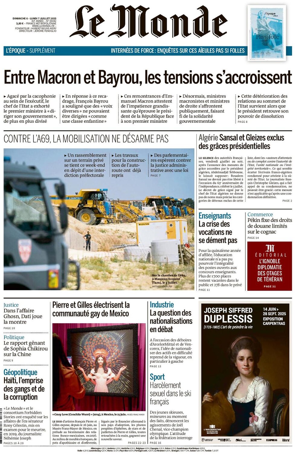 Prima Pagina Le Monde 07/07/2025