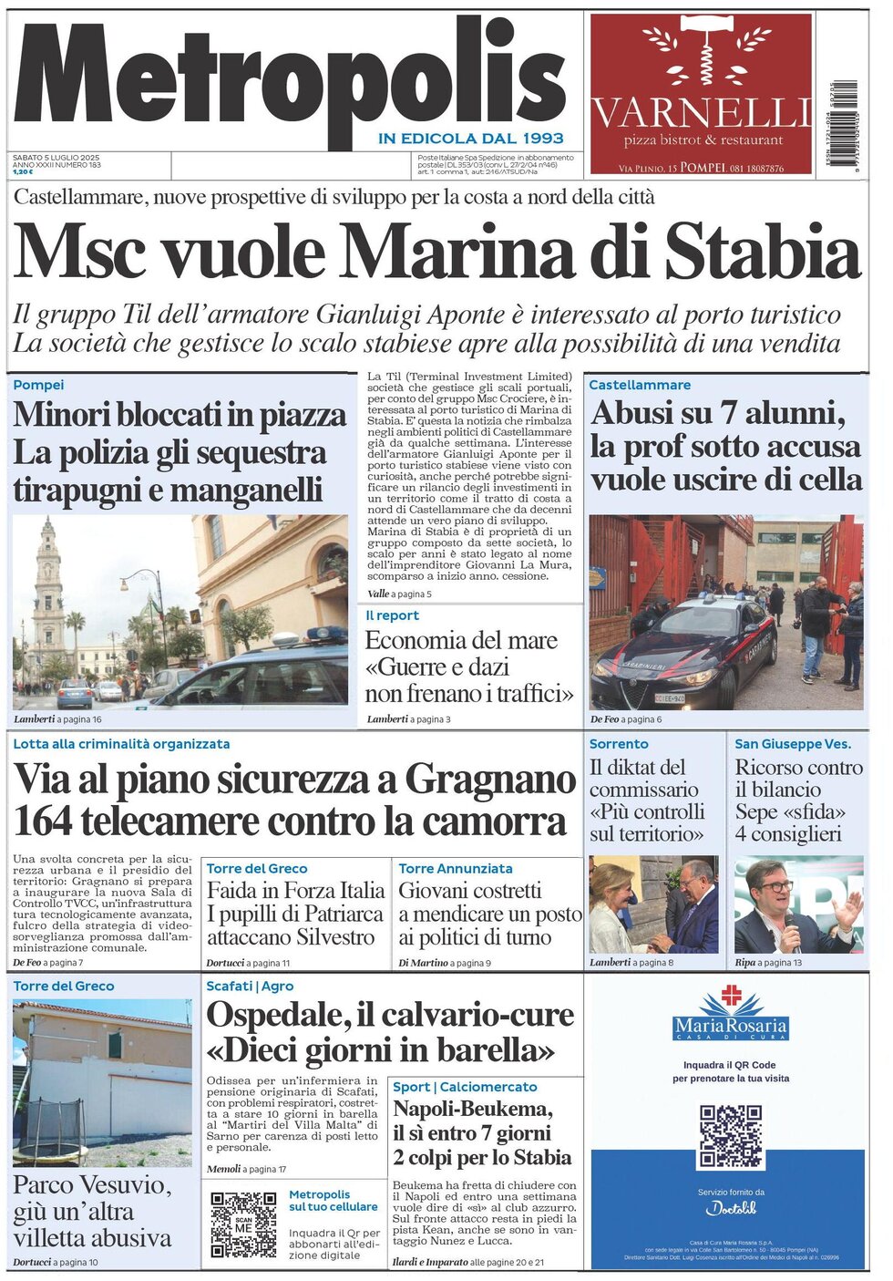 Prima Pagina Metropolis (Napoli) 05/07/2025