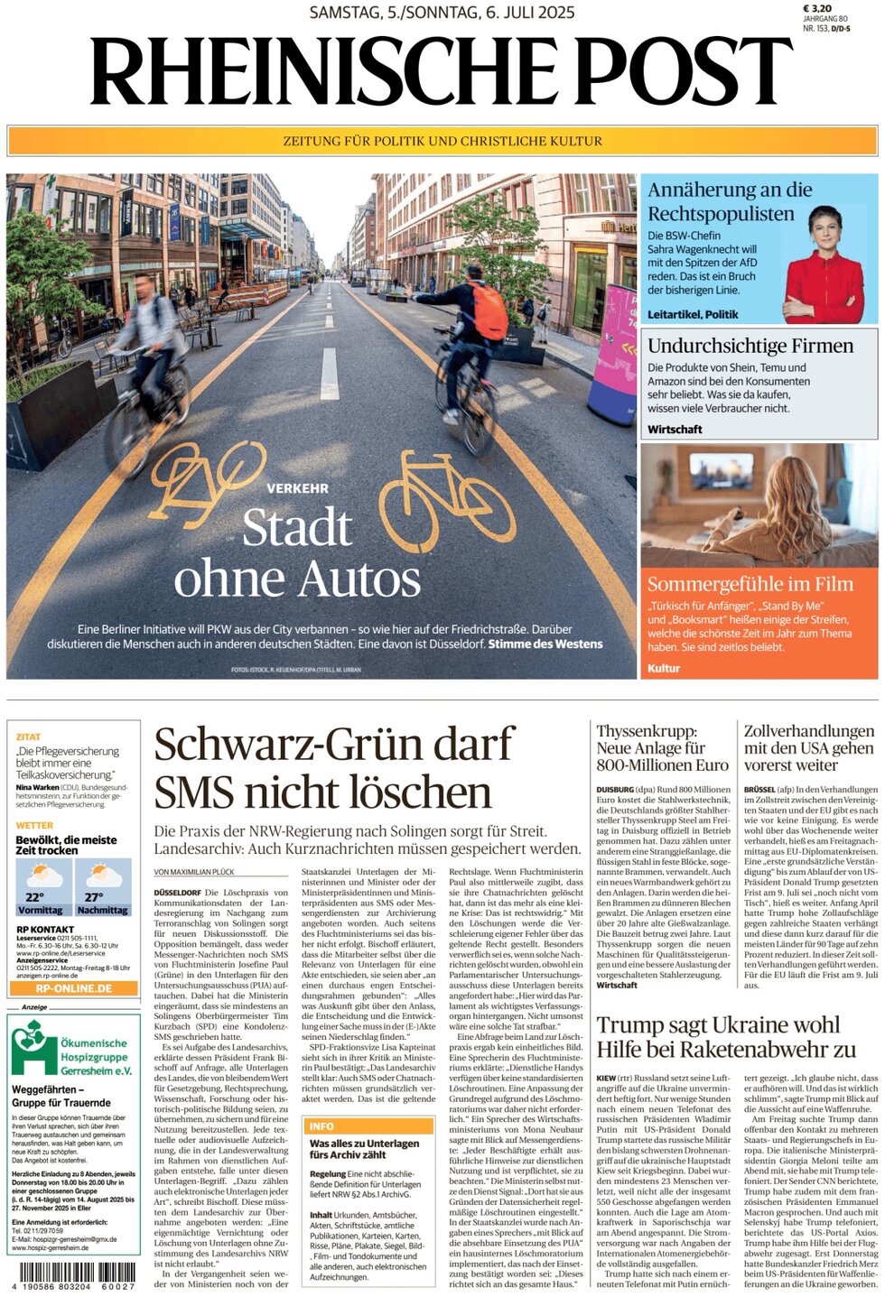 Prima Pagina Rheinische Post 05/07/2025