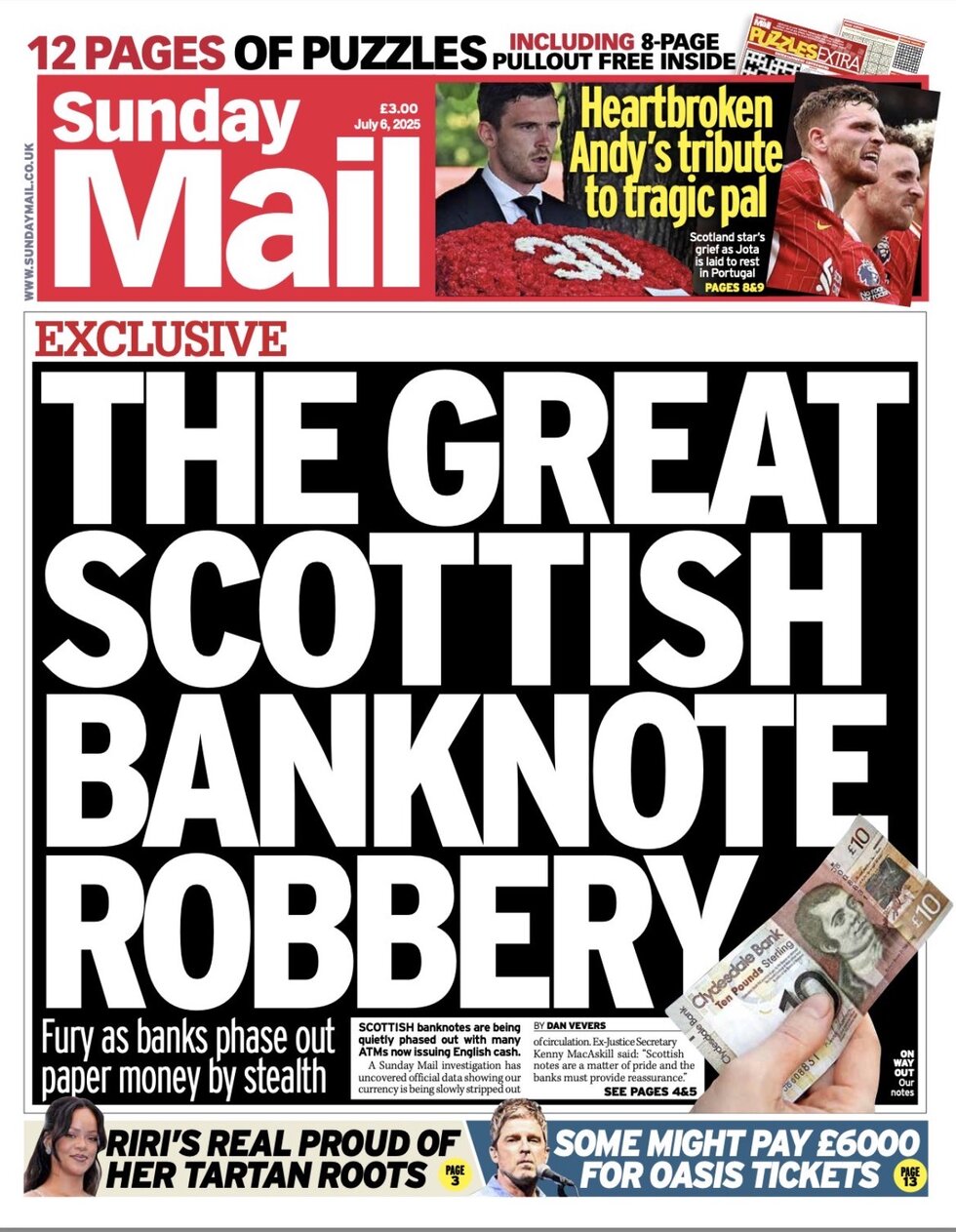 Copertina Sunday Mail 06/07/2025