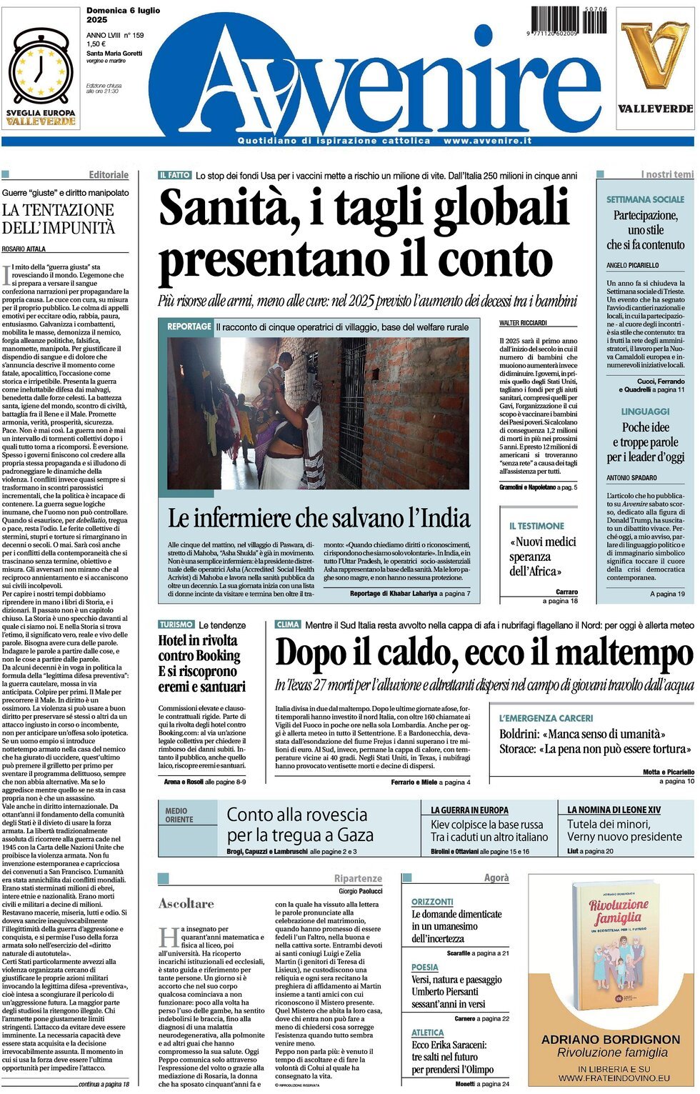 Prima Pagina Avvenire 06/07/2025