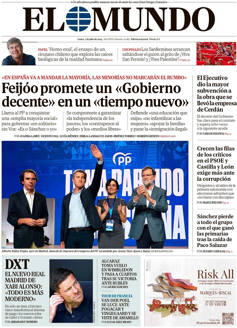Prima Pagina El Mundo 07/07/2025