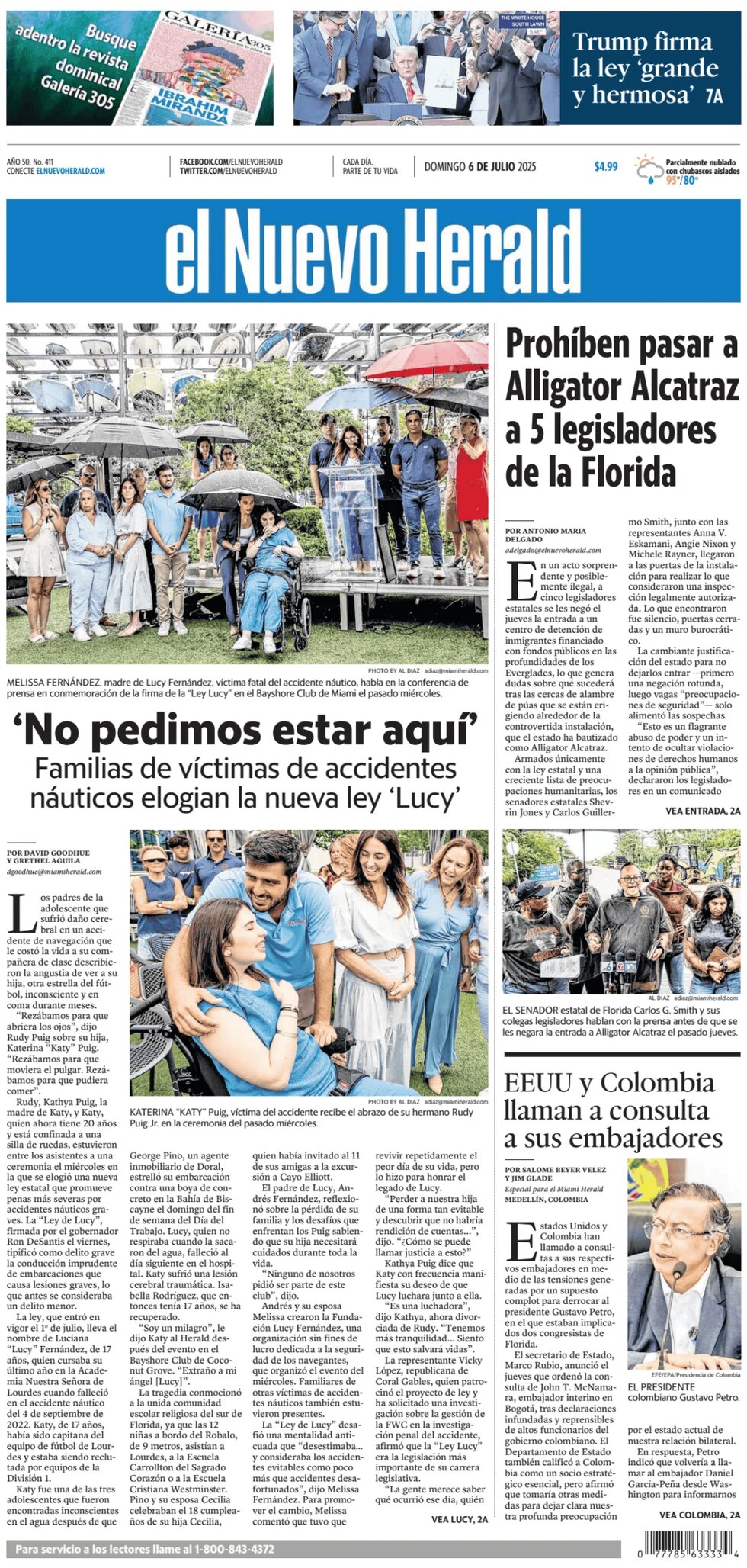 Prima Pagina El Nuevo Herald 06/07/2025