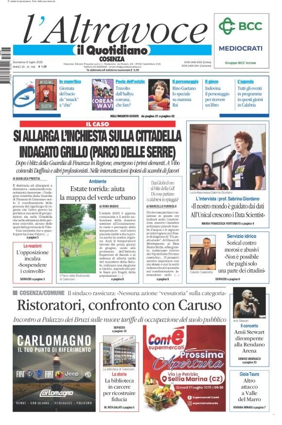 Prima Pagina Il Quotidiano del Sud (Cosenza) 06/07/2025