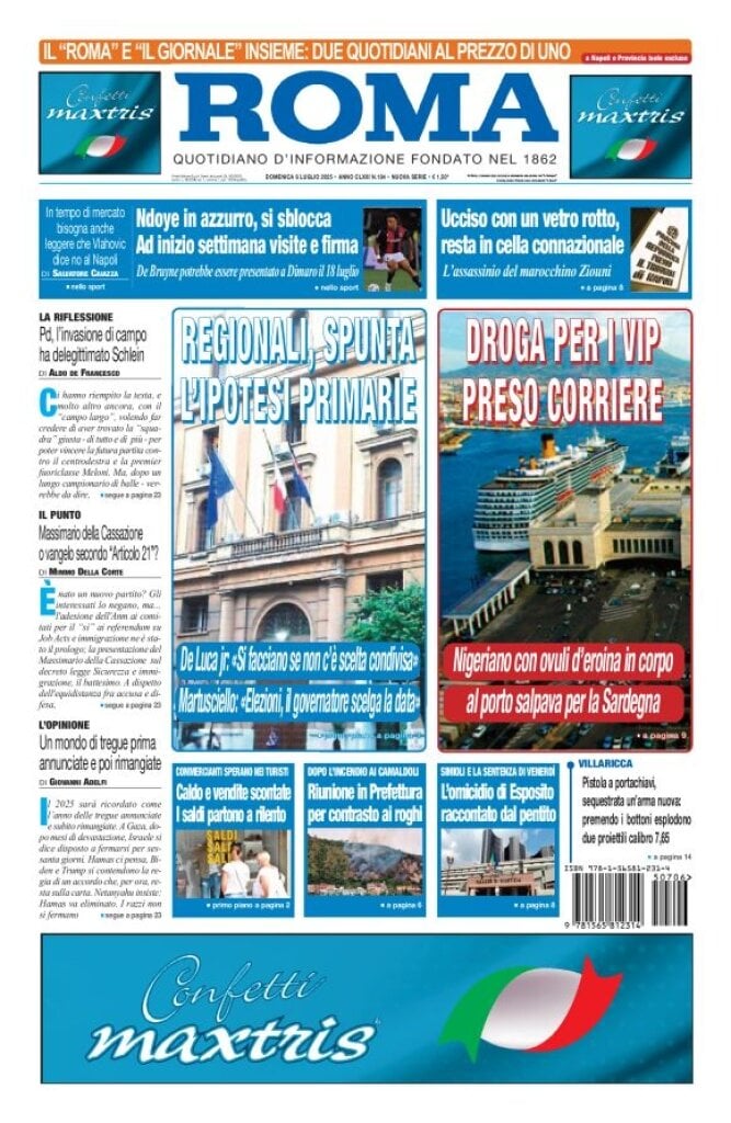 Prima Pagina Il Roma (Quotidiano di Napoli) 06/07/2025