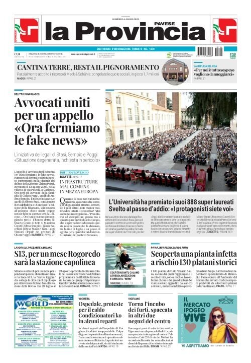 Prima Pagina La Provincia Pavese 06/07/2025