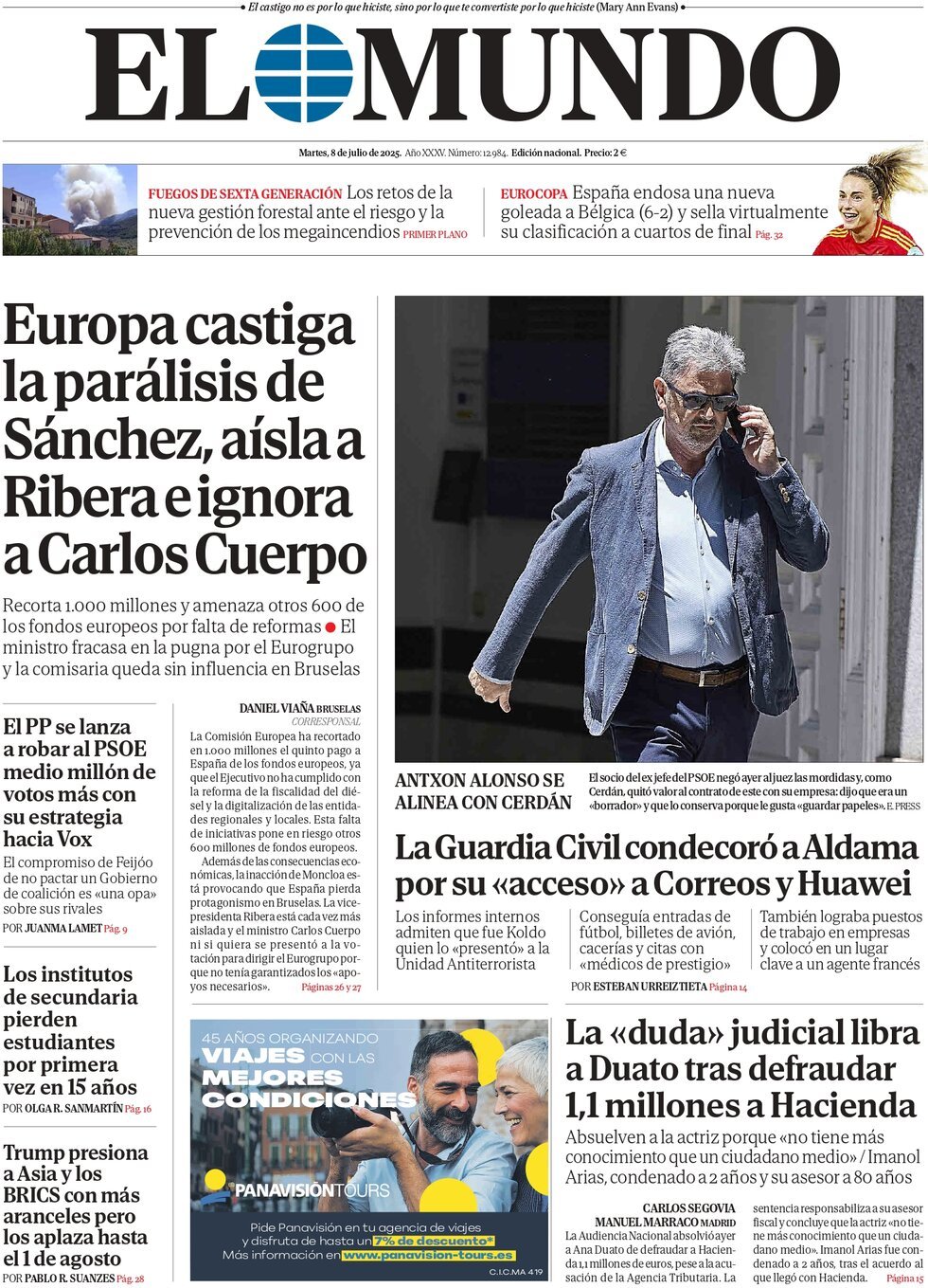 Prima Pagina El Mundo 08/07/2025