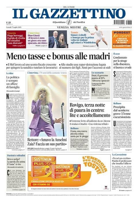 Prima Pagina Il Gazzettino 07/07/2025