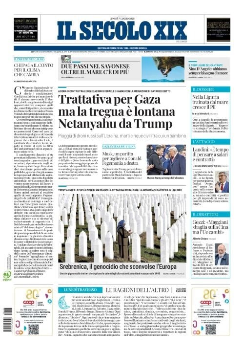 Prima Pagina Il Secolo XIX 07/07/2025