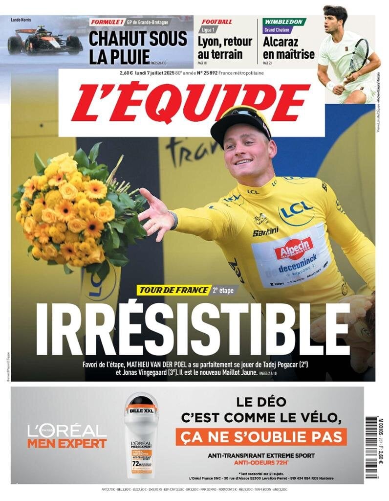 Prima Pagina L'Equipe 07/07/2025