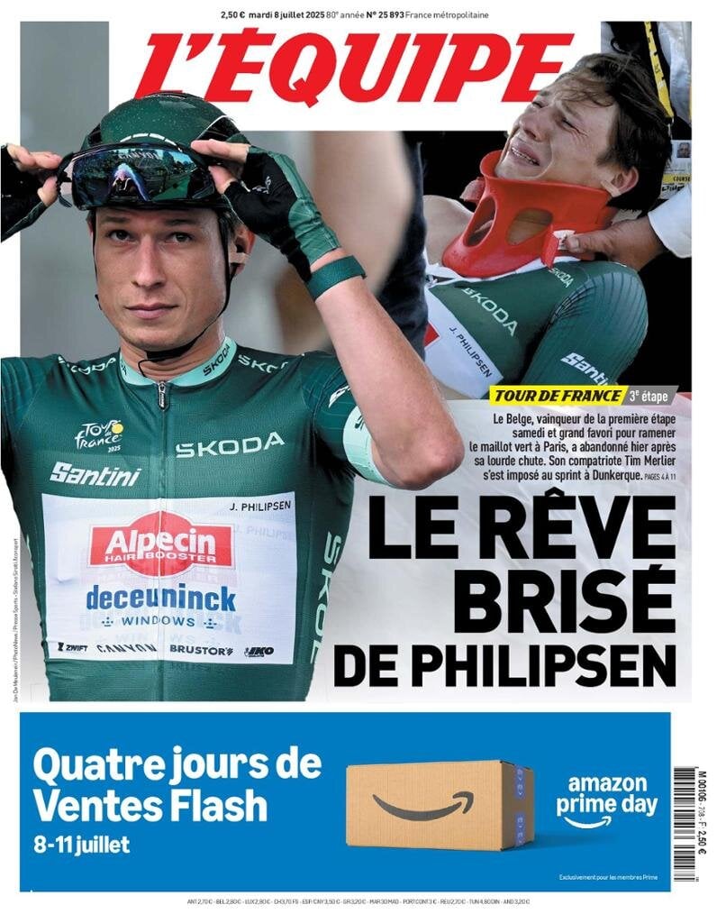 Prima Pagina L'Equipe 08/07/2025