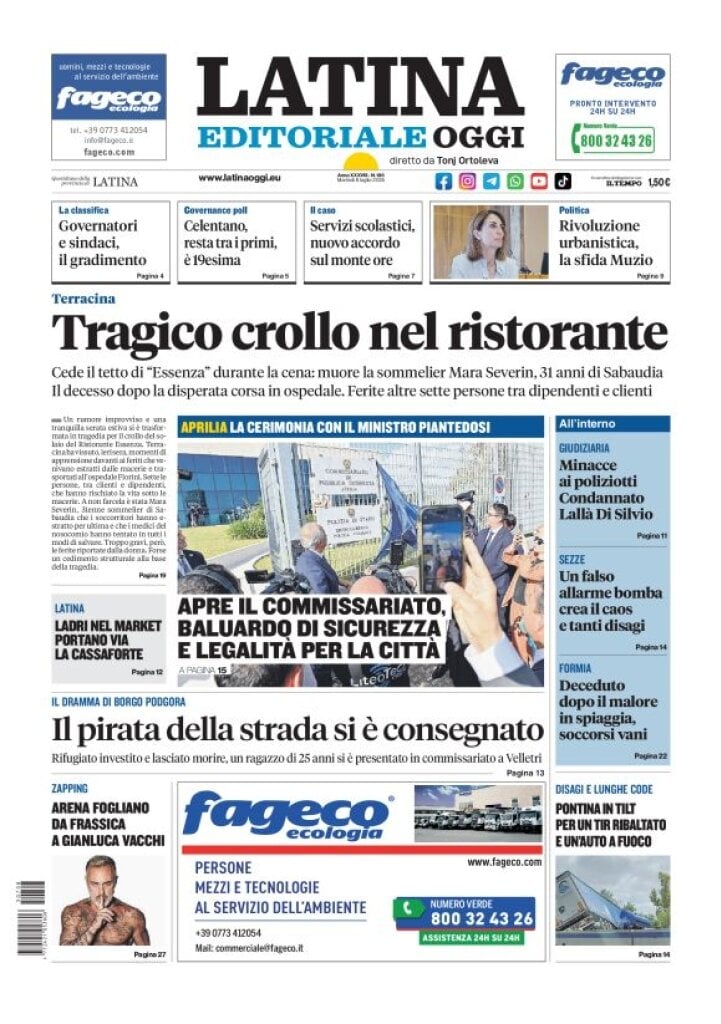Prima Pagina Latina Editoriale Oggi 08/07/2025