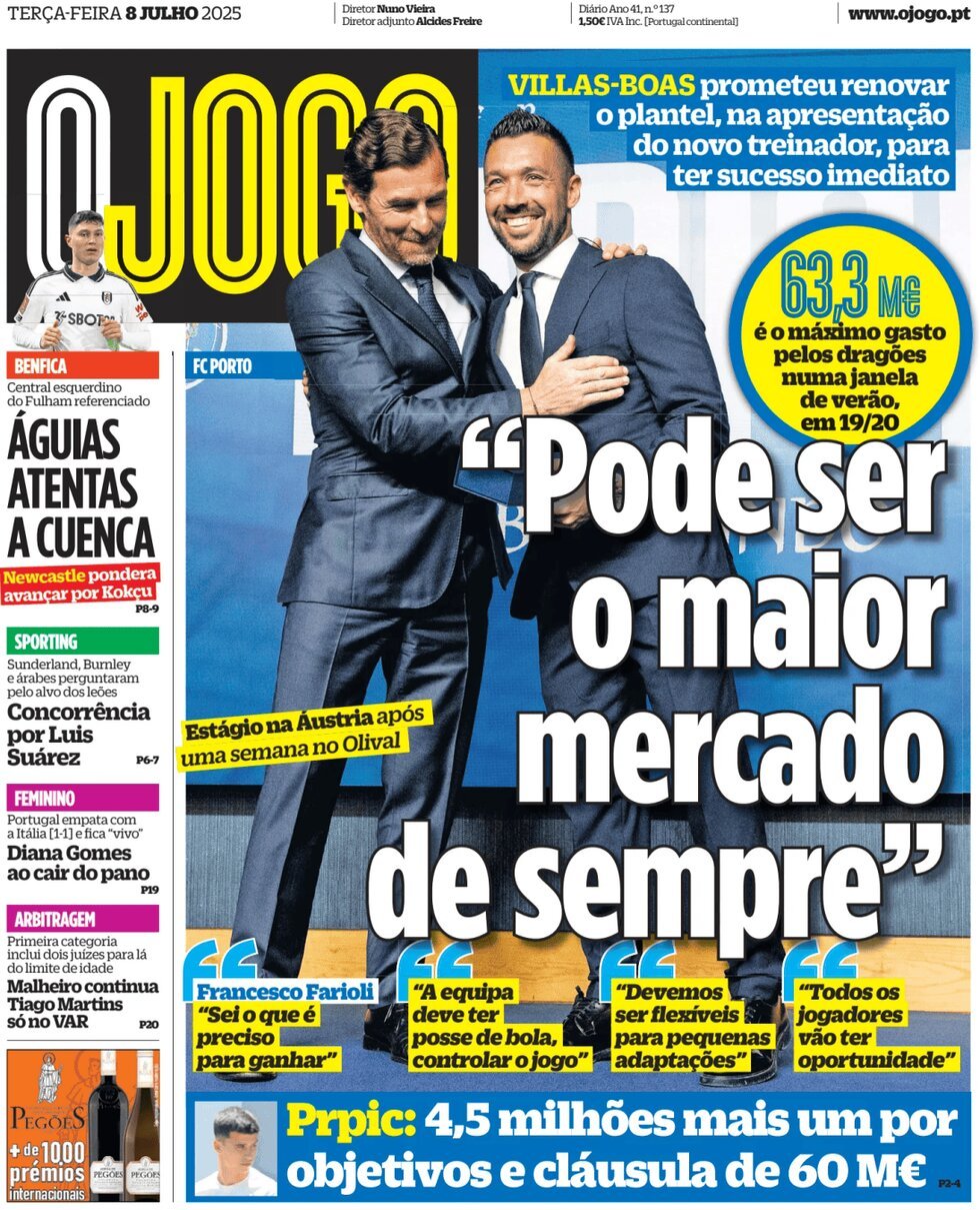Prima Pagina O Jogo 08/07/2025