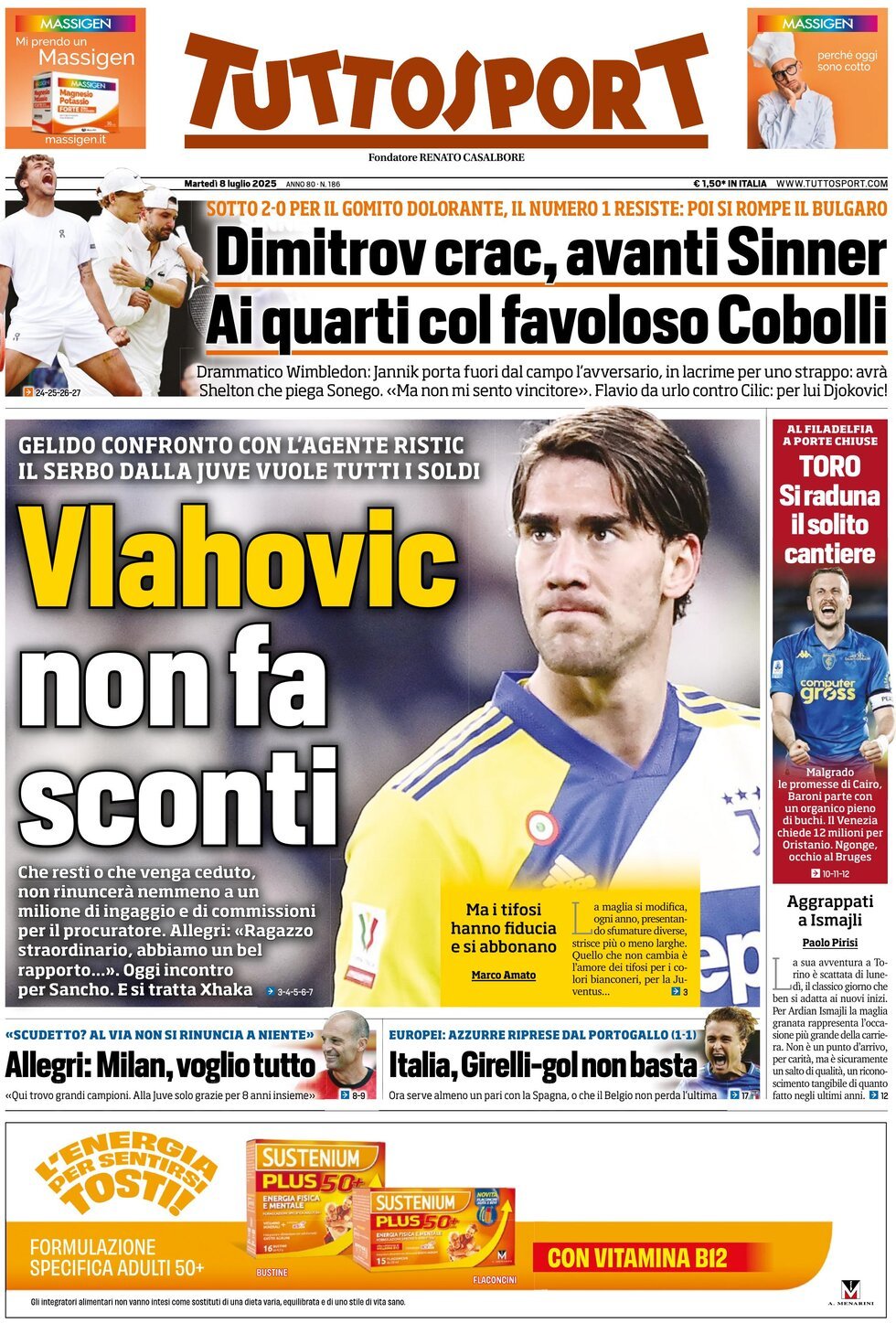 Prima Pagina Tuttosport 08/07/2025