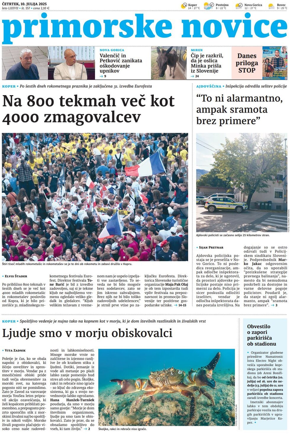 Prima Pagina Primorske Novice 10/07/2025