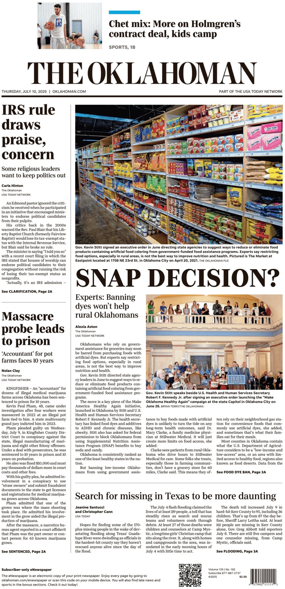 Prima Pagina The Oklahoman 10/07/2025