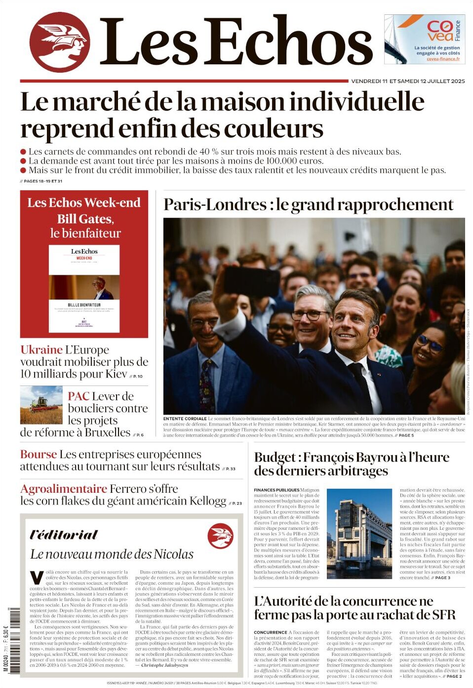 Prima Pagina Les Échos 12/07/2025