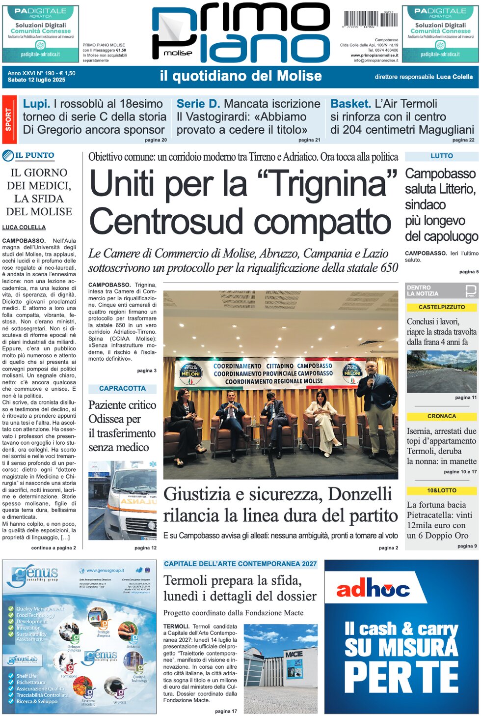 Prima Pagina Primo Piano Molise 12/07/2025