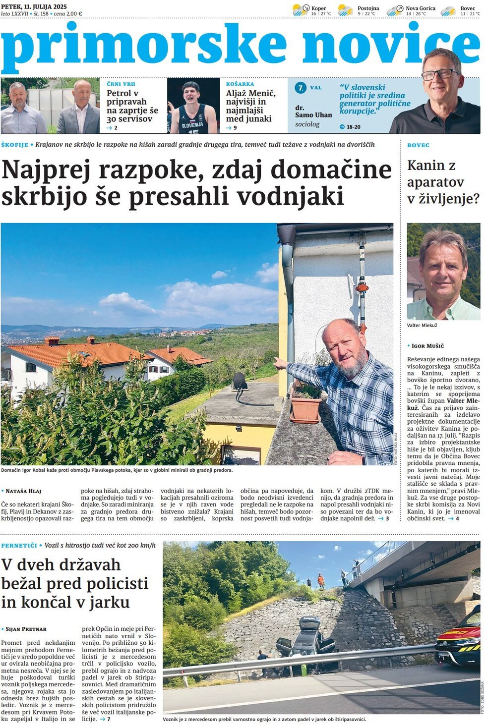 Prima Pagina Primorske Novice 11/07/2025