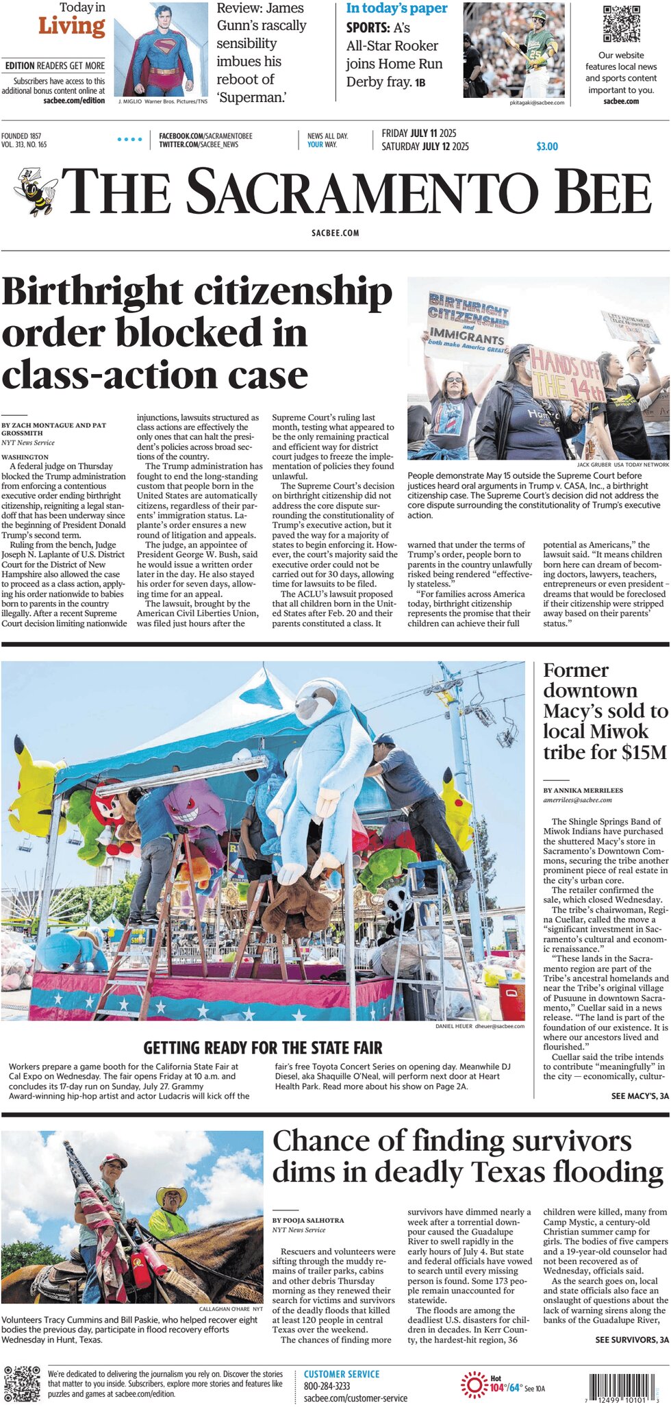 Prima Pagina The Sacramento Bee 11/07/2025