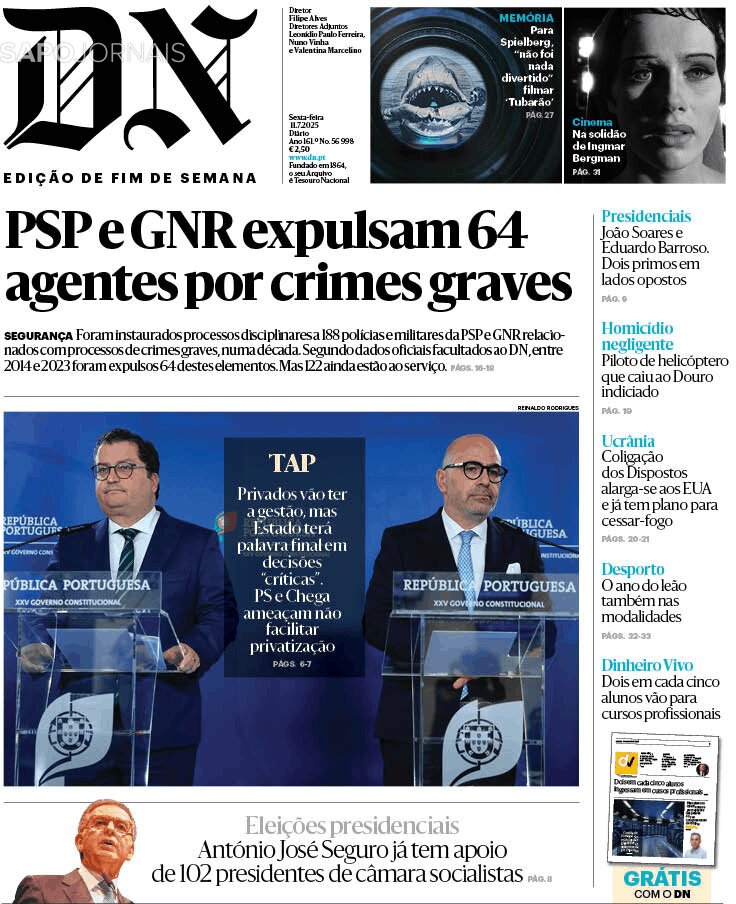 Prima Pagina Diário de Notícias 12/07/2025