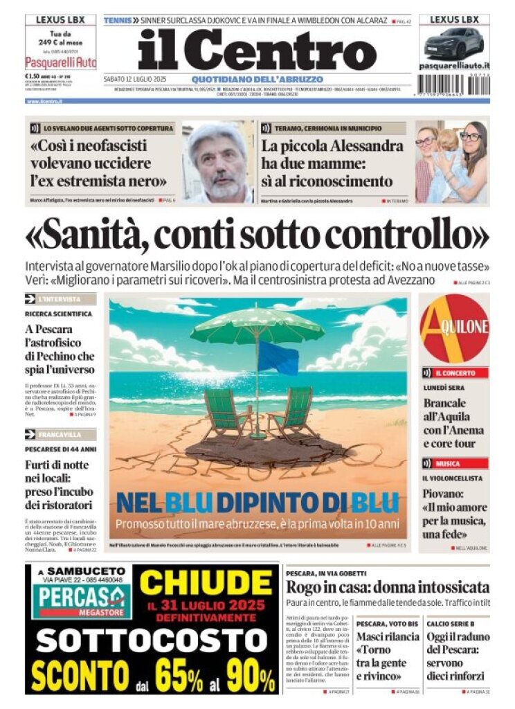 Prima Pagina Il Centro (Pescara) 12/07/2025