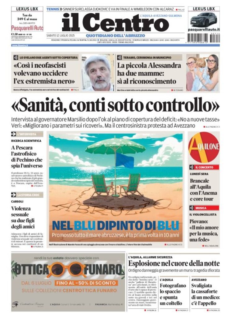 Prima Pagina Il Centro (L'Aquila) 12/07/2025