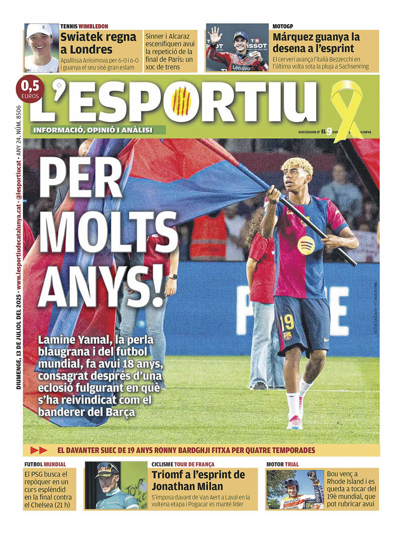 Prima Pagina L'Esportiu 13/07/2025
