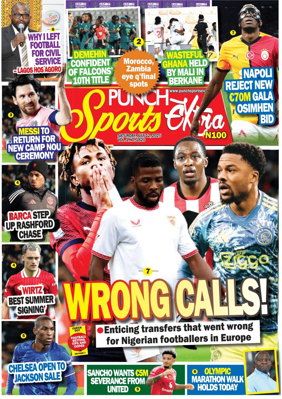 Prima Pagina Punch Sports Extra 12/07/2025