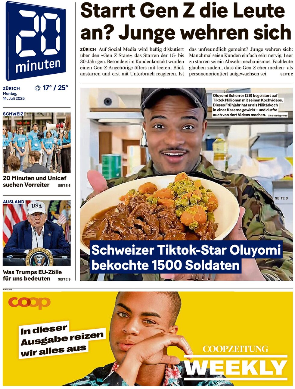 Prima Pagina 20 Minuten 14/07/2025