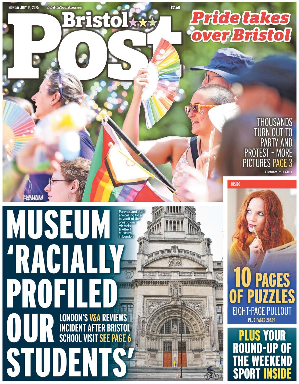 Prima Pagina Bristol Post 14/07/2025