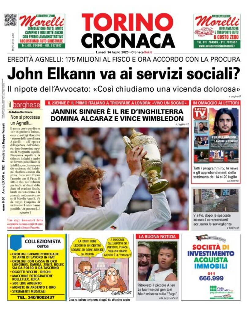 Prima Pagina CronacaQui 14/07/2025