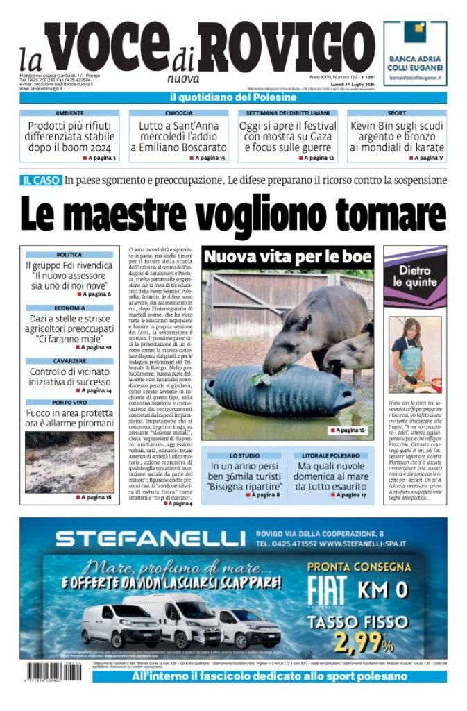 Prima Pagina La Voce di Rovigo 14/07/2025