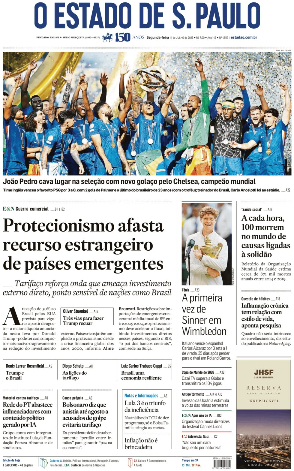 Prima Pagina O Estado de S. Paulo 14/07/2025