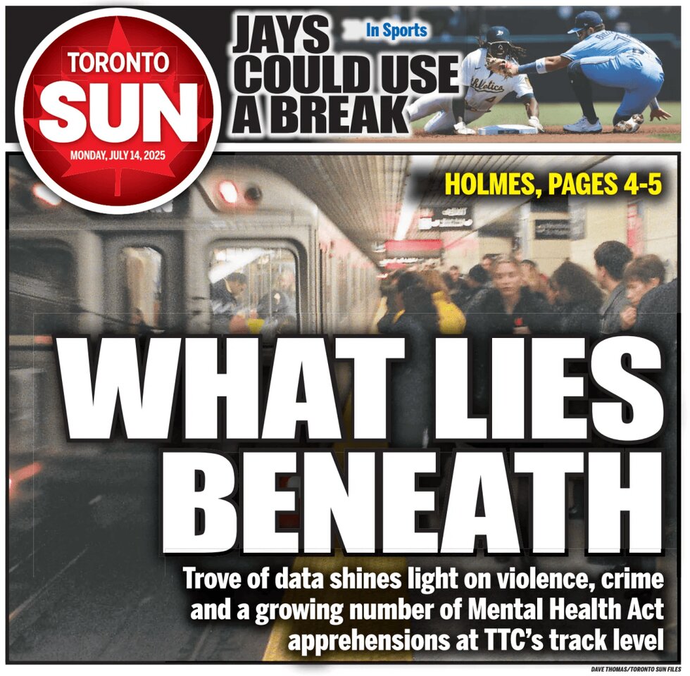 Prima Pagina Toronto Sun 14/07/2025