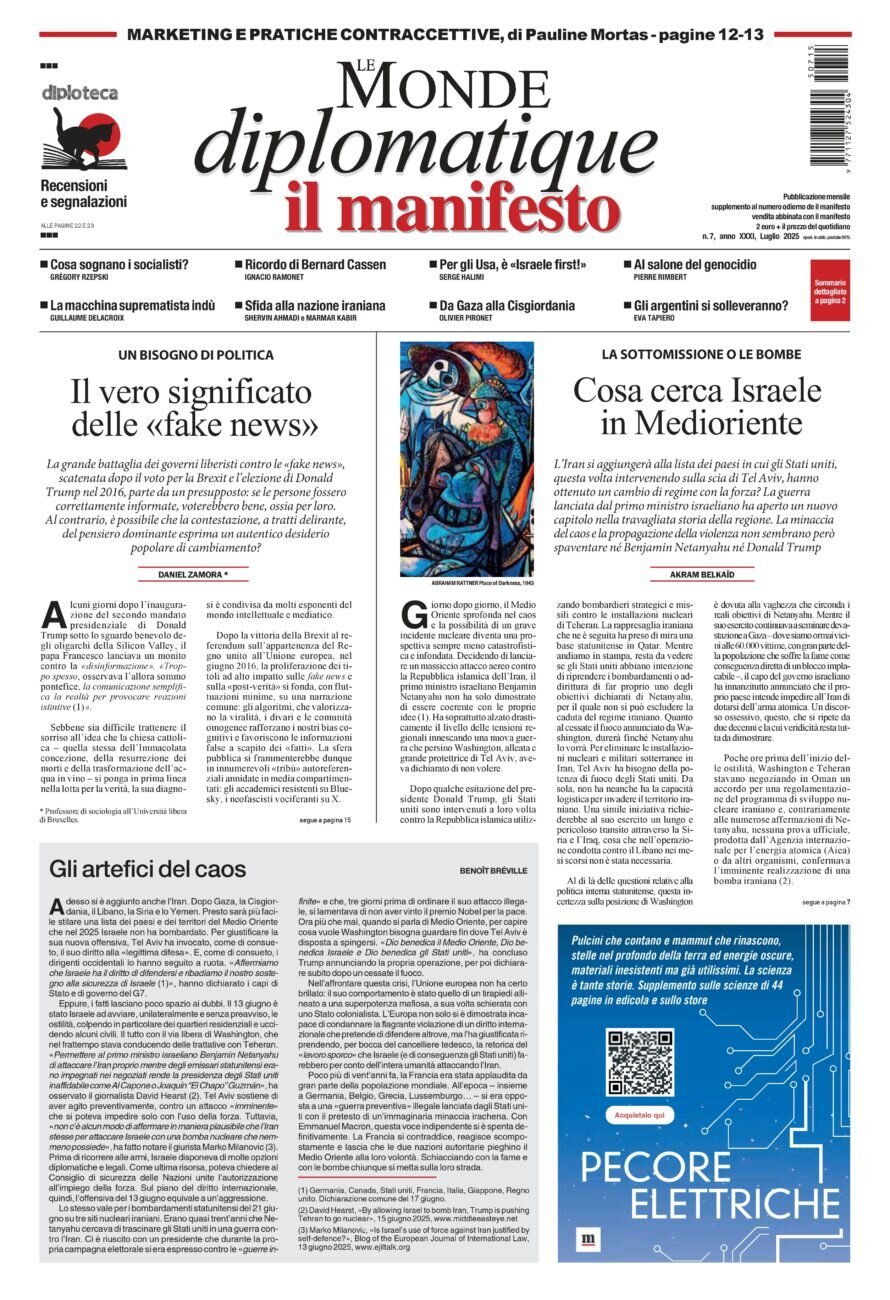 Copertina Le Monde diplomatique (Il Manifesto) 16/07/2025