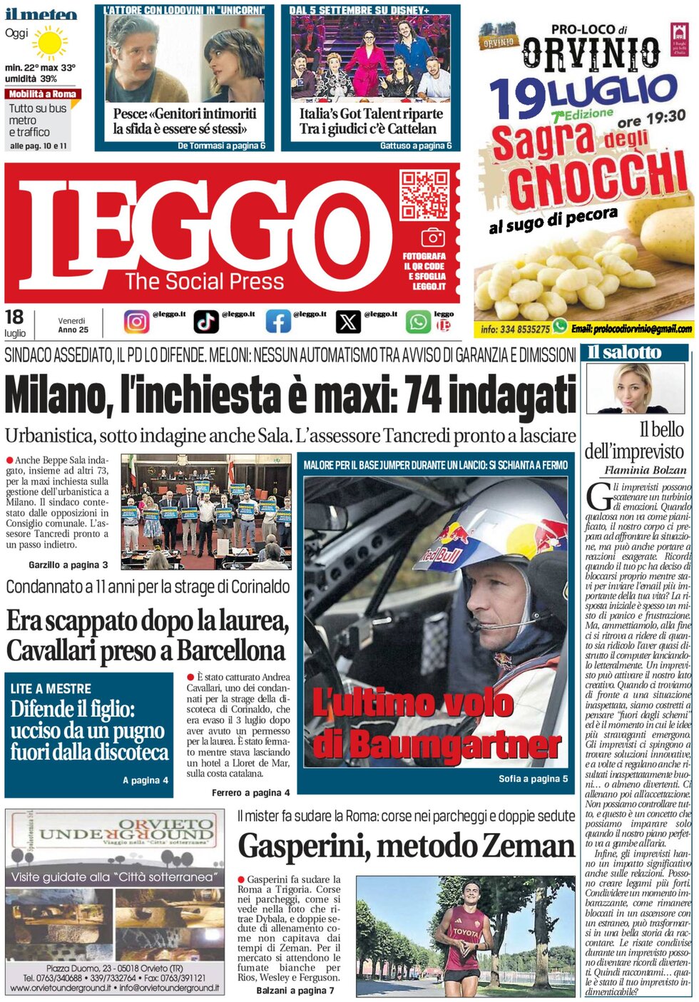 Prima Pagina Leggo (Roma) 18/07/2025