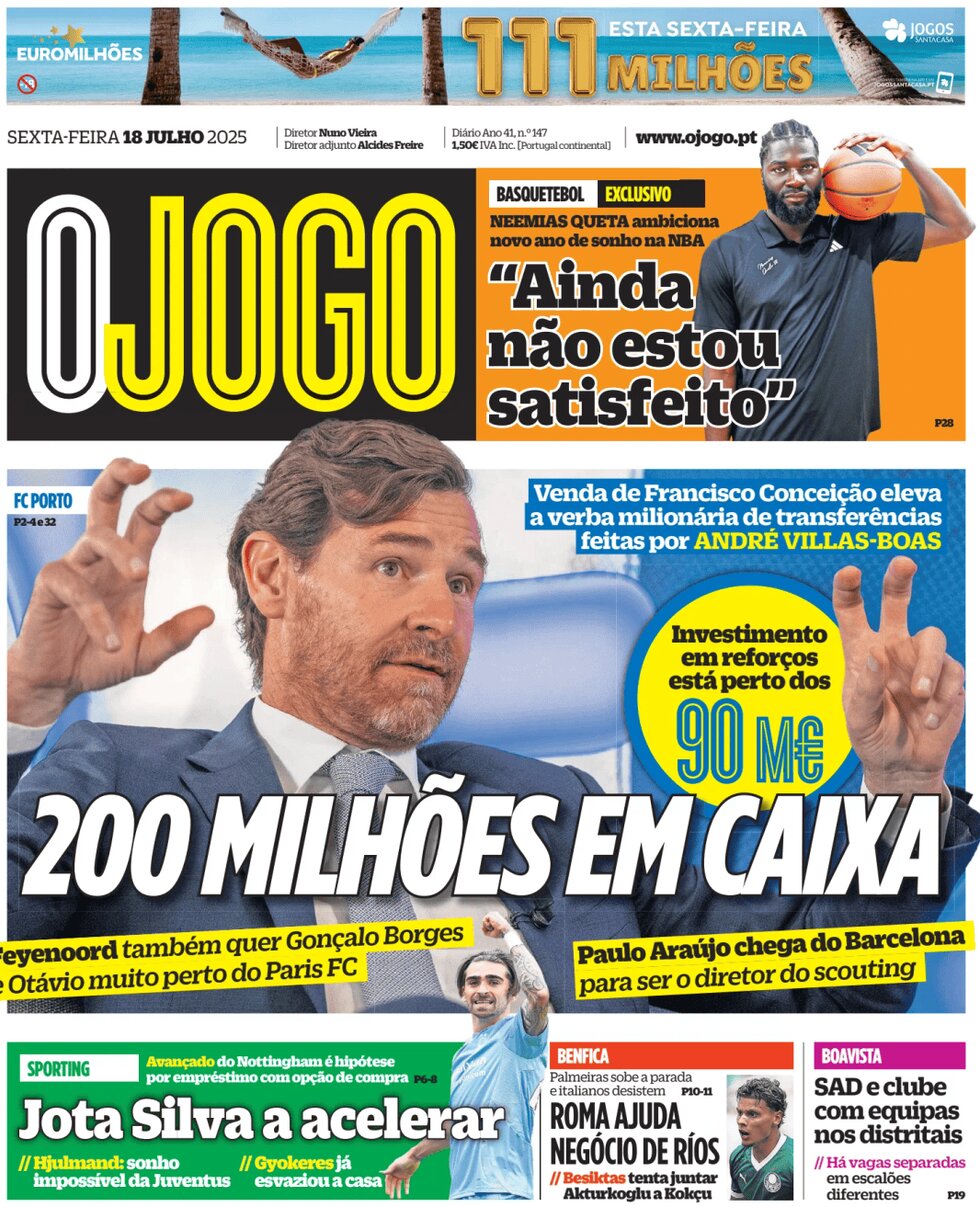 Prima Pagina O Jogo 18/07/2025