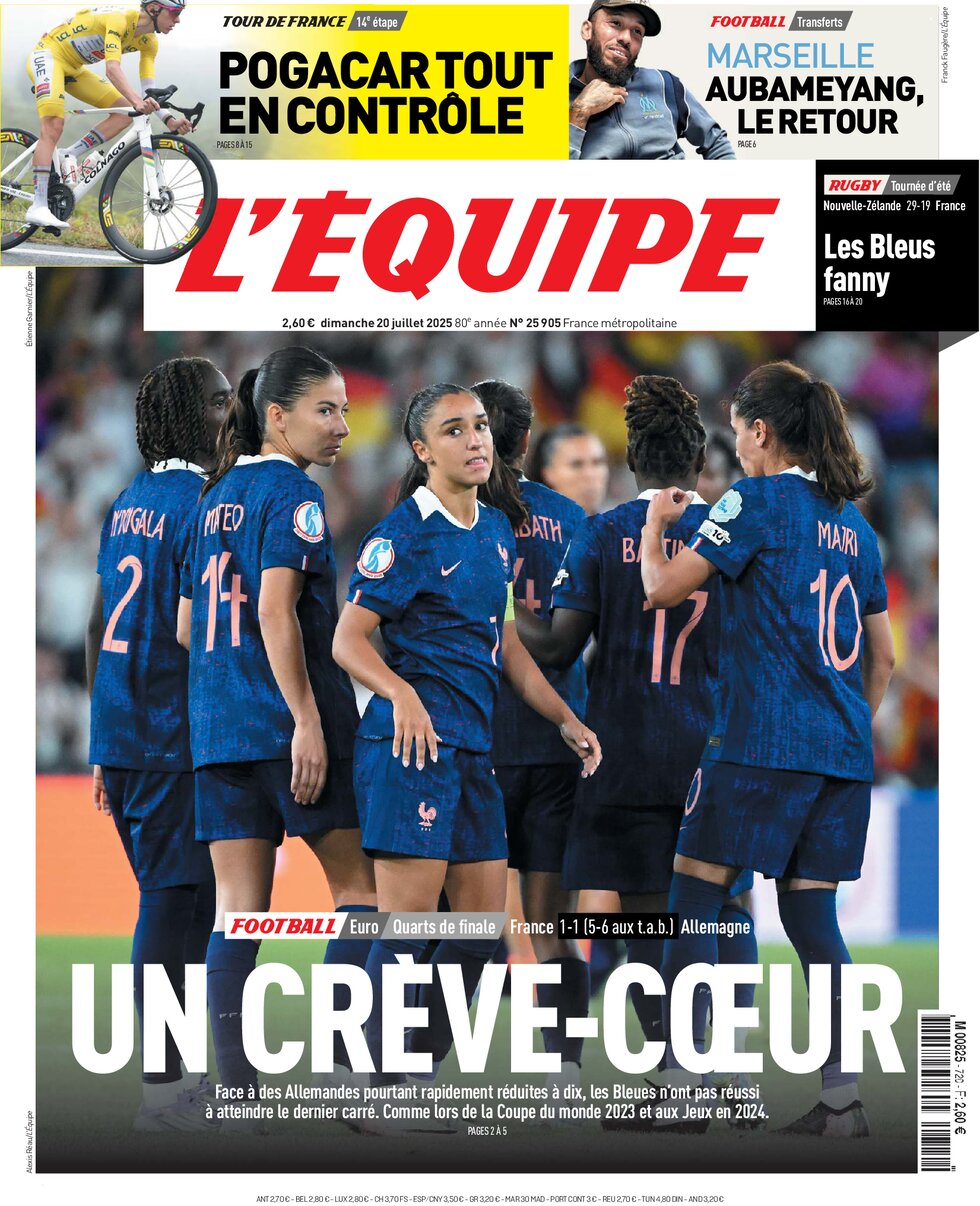 Prima Pagina L'Equipe 20/07/2025