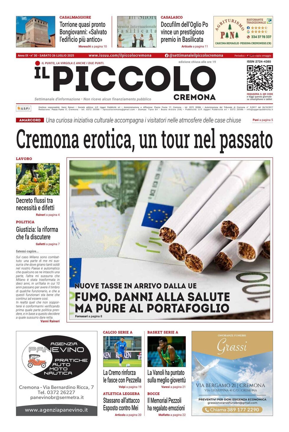 Copertina Il Piccolo (Cremona) 26/07/2025